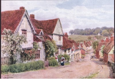 Die Dorfstraße, Kersey, Suffolk, aus The Cottages and the Village Life of Rural England, veröffentlicht von Dent & Sons Limited, 1912 von Alfred Robert Quinton